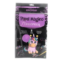 Papel Mágico Unicórnios C/ 5 Fls. C/ Raspador  - Brasileitura