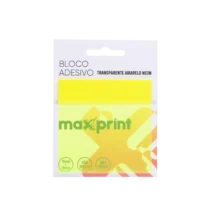 Bloco Adesivo Transparente Amarelo Neon C/ 50 Fls. 76 mm X 76 mm - Maxprint
