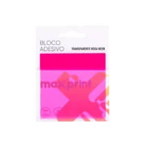 Bloco Adesivo Transparente Rosa Neon C/ 50 Fls. 76 mm X 76 mm - Maxprint