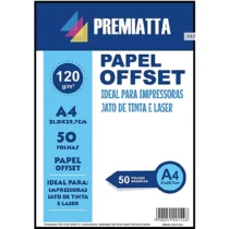 Papel Offset A4 Peso 40 120 g/m² 50 Fls. - Premiatta