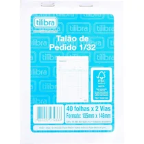 TALÃO DE PEDIDO 1/ 32 PEQ. 105 MM X 146 MM C/ 40 FLS. X 2 VIAS UN. - TILIBRA