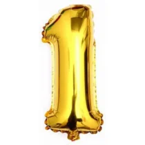 Balão N° 1 Metalizado Dourado 16'' 40 cm  - Tema Festas
