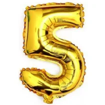 Balão N° 5 Metalizado Dourado 16'' 40 cm  - Tema Festas