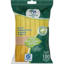 Palito De Picolé Ponta Redonda Amarelo C/ 100 UN. - Theoto Eco