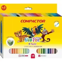 Caneta Hidrocor Neo Pen Gigante C/ Tons Pasteis C/ 48 Cores UN. - Compactor
