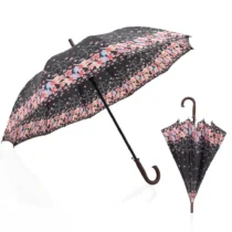 Guarda-Chuva Bengala Automático De Ferro Estampado Preto 120 cm X 82 cm  - Facinato