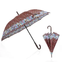Guarda-Chuva Bengala Automático De Ferro Estampado Marrom 120 cm X 82 cm  - Facinato