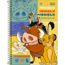 Cadeno Espiral Rei Leão Jungle Friends 10 Mat. C/ 160 Fls.  - Tilibra