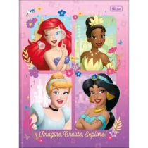 Caderno Brochura Princesas Disney Imagine, Create, Explore! 80 Fls.  - Tilibra