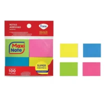 Bloco Adesivo 38 mm X 50 mm C/ 4 Cores Neon 100 FLS. UN. - Maxi