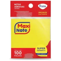 Bloco Adesivo 76 mm X 76 mm Neon Amarelo  C/ 100 FLS. - Maxi