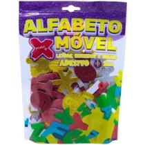 Alfabeto Móvel Letras, Números e Sinais Glitter Autoadesivo 2 mm - Make+