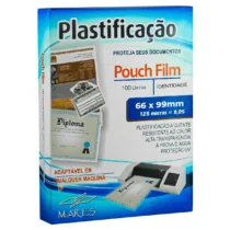Plástico P/ Plastificação 66 mm X 99 mm 125 Micras C/ 100 UN. - Mares