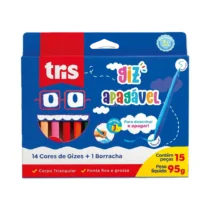 Giz Apagável C/ 14 Cores + 1 Borracha UN. - Tris