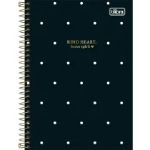 Caderno Espiral Kind Heart West Village Preto C/ Bolinha 80 Fls. - Tilibra