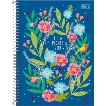 Caderno Espiral Charme Flores Azul 80 Fls. - Tilibra