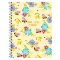 Caderno Espiral Charme Flores Amarelo 80 Fls. - Tilibra