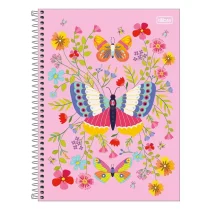 Caderno Espiral Charme Flores Rosa 80 Fls. - Tilibra