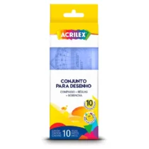 Kit Geométrico Azul P/ Desenho C/10 Pçs UN. - Acrilex