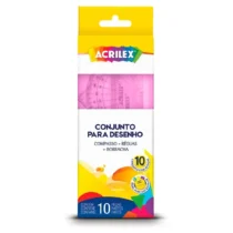 Kit Geométrico Rosa P/ Desenho C/10 Pçs UN. - Acrilex