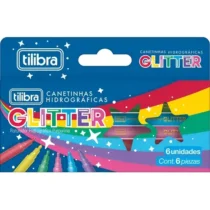 Caneta Hidrocor Glitter C/ 6 Cores UN. - Tilibra