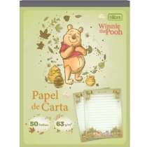 Papel De Carta Ursinho Pooh Verde 63 g/m² C/ 50 Fls. - Tilibra