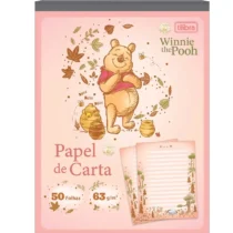 Papel De Carta Ursinho Pooh Rosa 63 g/m² C/ 50 Fls. - Tilibra