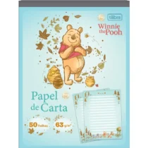Papel De Carta Ursinho Pooh Azul 63 g/m² C/ 50 Fls. - Tilibra