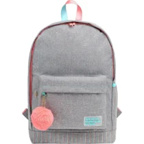 Mochila Académie Dots Cinza C/ Frase UN. - Tilibra