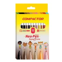 Canetinhas Hidrográficas  Ponta 2.0 Raças e cores C/12 UN. - Compactor