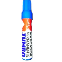 Marcador Permanente Jumbo Ponta Chanfrada Azul UN. - Make+