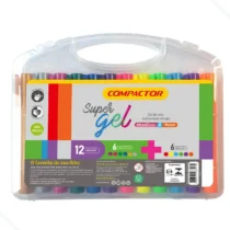 Giz De Cera Super Gel Metálicas e Neon C/ 12 Cores UN. - Compactor