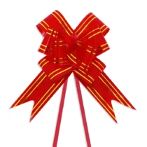 Laço Pronto Vermelho C/ Listras Douradas UN. - Make+