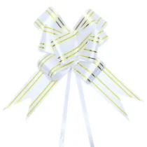 Laço Pronto Branco C/ Listras Douradas UN. - Make+