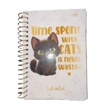 Caderno 1 / 8 Cute Cat Branco / 80 Fls UN. - Cadersil