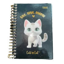 Caderno 1 / 8 Cute Cat Preto / 80 Fls UN. - Cadersil