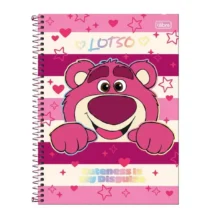 Caderno De 10 Mat. Lotso Pixar Urso Rosa 160 Fls. - Tilibra