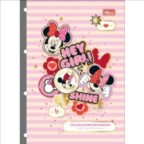 Folhas P/ Caderno Argolado ( Fichário ) Minnie Rosa C/ Adesivos 80 Fls. – Tilibra