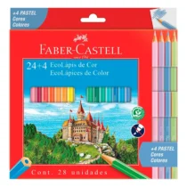 Lápis De Cor Sextavado C/24 + 4 Lápis Ton Pastel - Faber Castell