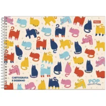 Caderno Cartografia e Desenho Pop Collection de Gatos C/96 Fls. - Foroni