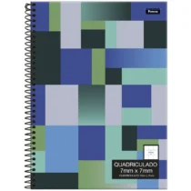 Caderno Quadriculado 7 mm x 7 mm Verde, Cinza, Preto e Azul  C/80 Fls. - Foroni