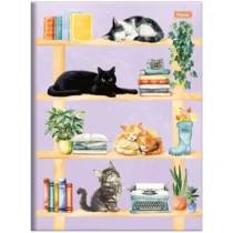 Caderno peq. Brochura De Gatos Roxo. - Foroni