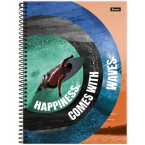 Caderno 10 Mat. Freewave Happiness Comes With Waves C/ 160 Fls. - Foroni