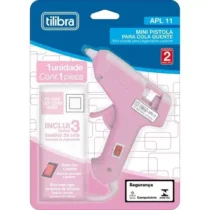 Pistola De Cola Quente Rosa Bivolt 60 W C/3 Bastões. - Tilibra